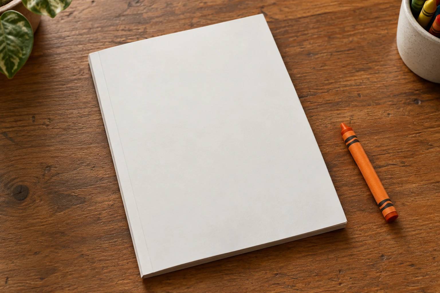 A printed coloring book on a desk