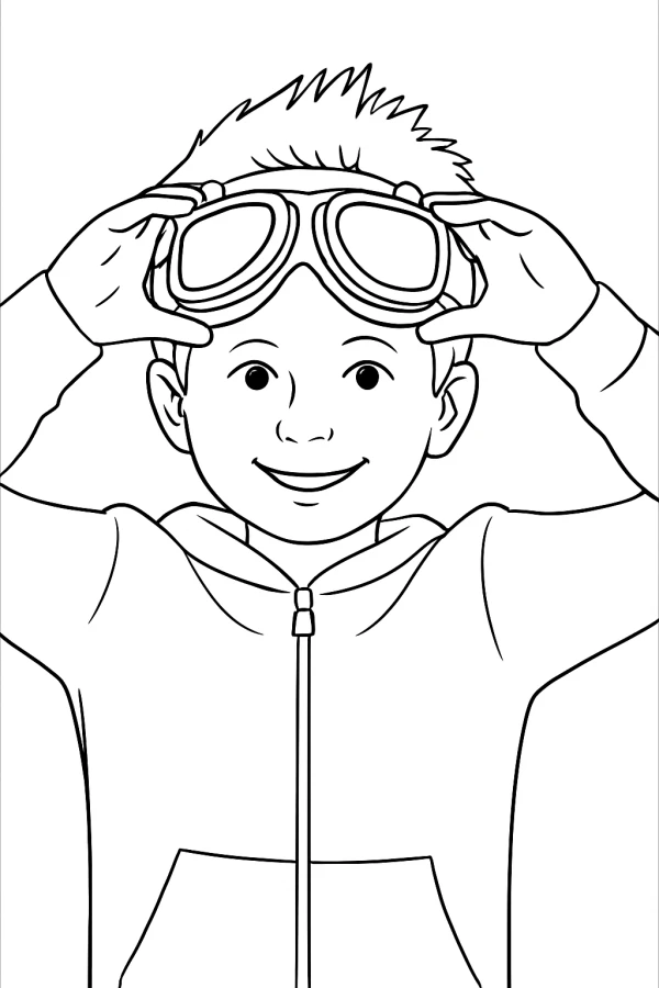 A photo turned into a coloring page